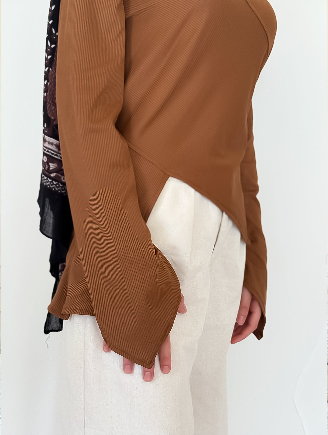 Camel Ribbed Top