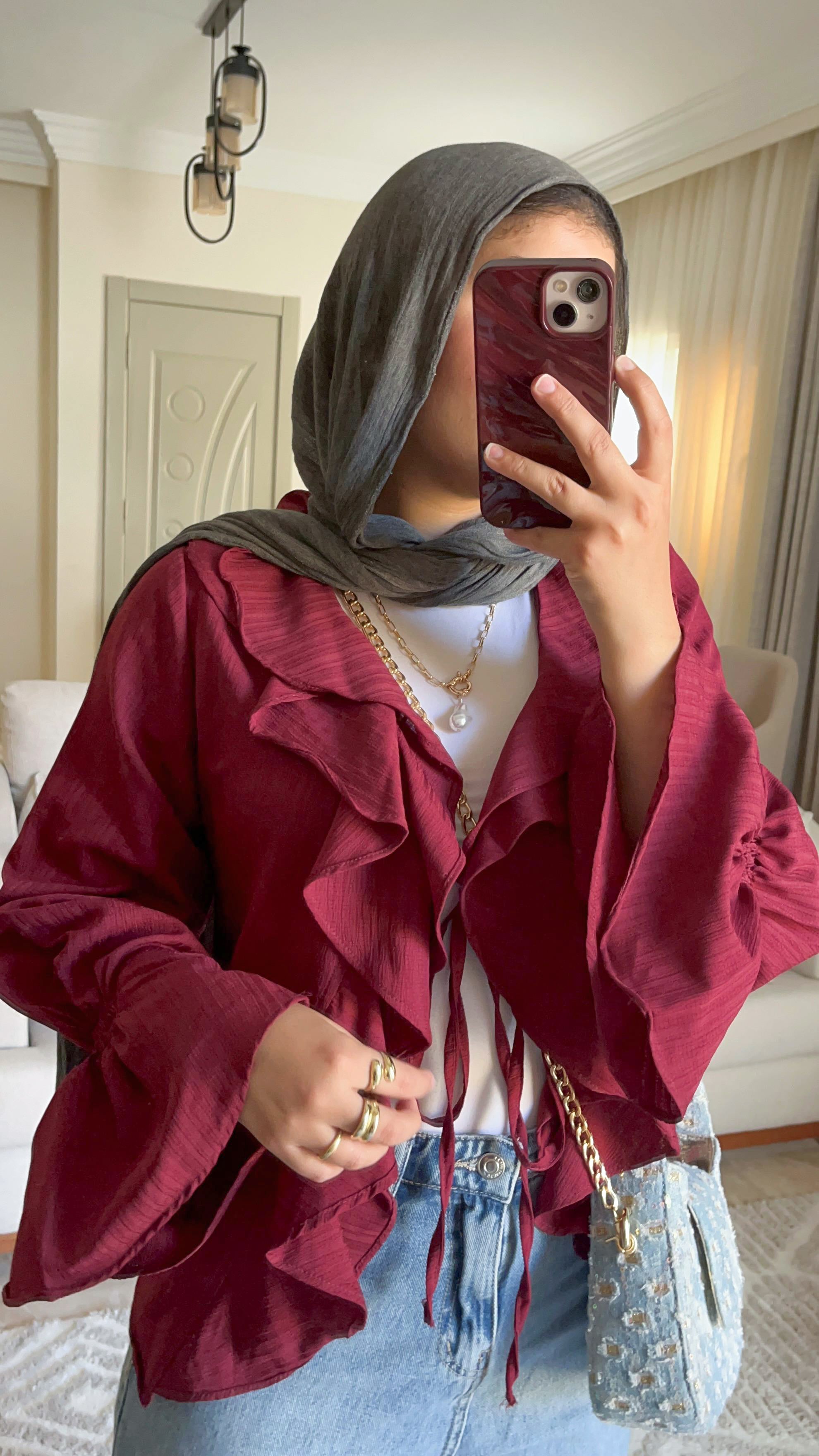 Burgundy Ruffle Blouse