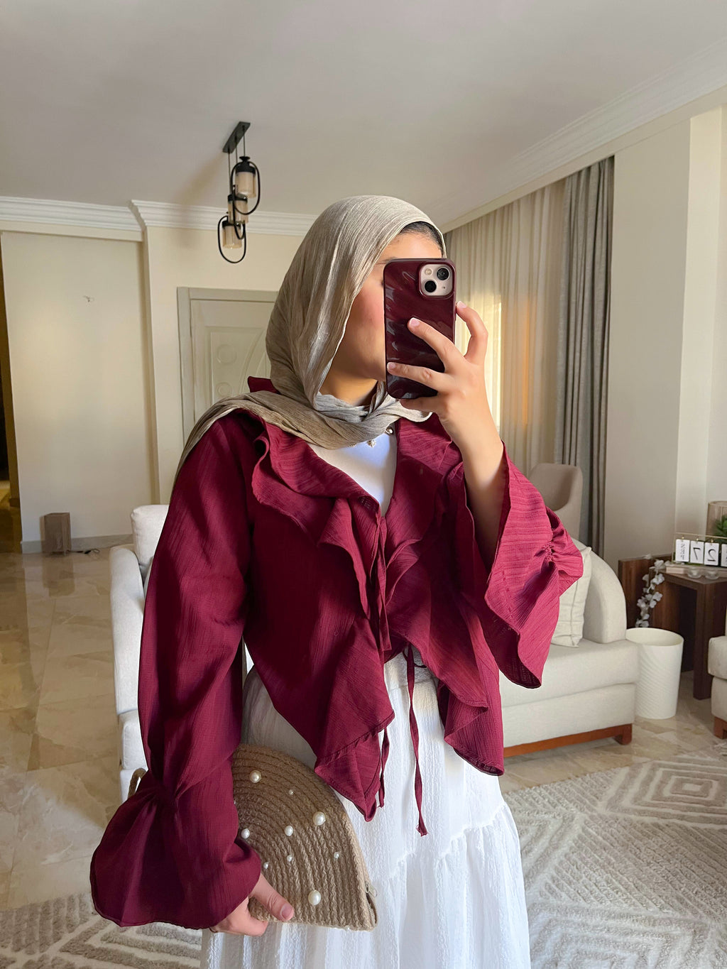 Burgundy Ruffle Blouse