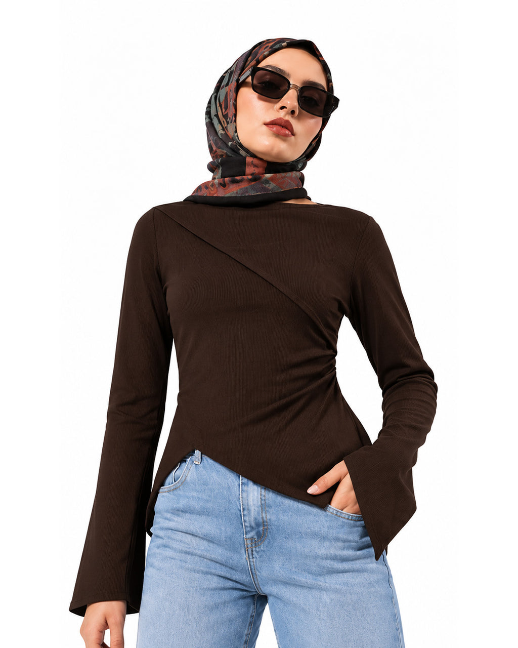 Dark Brown Ribbed Top