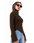 Dark Brown Ribbed Top