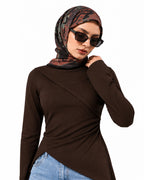 Dark Brown Ribbed Top