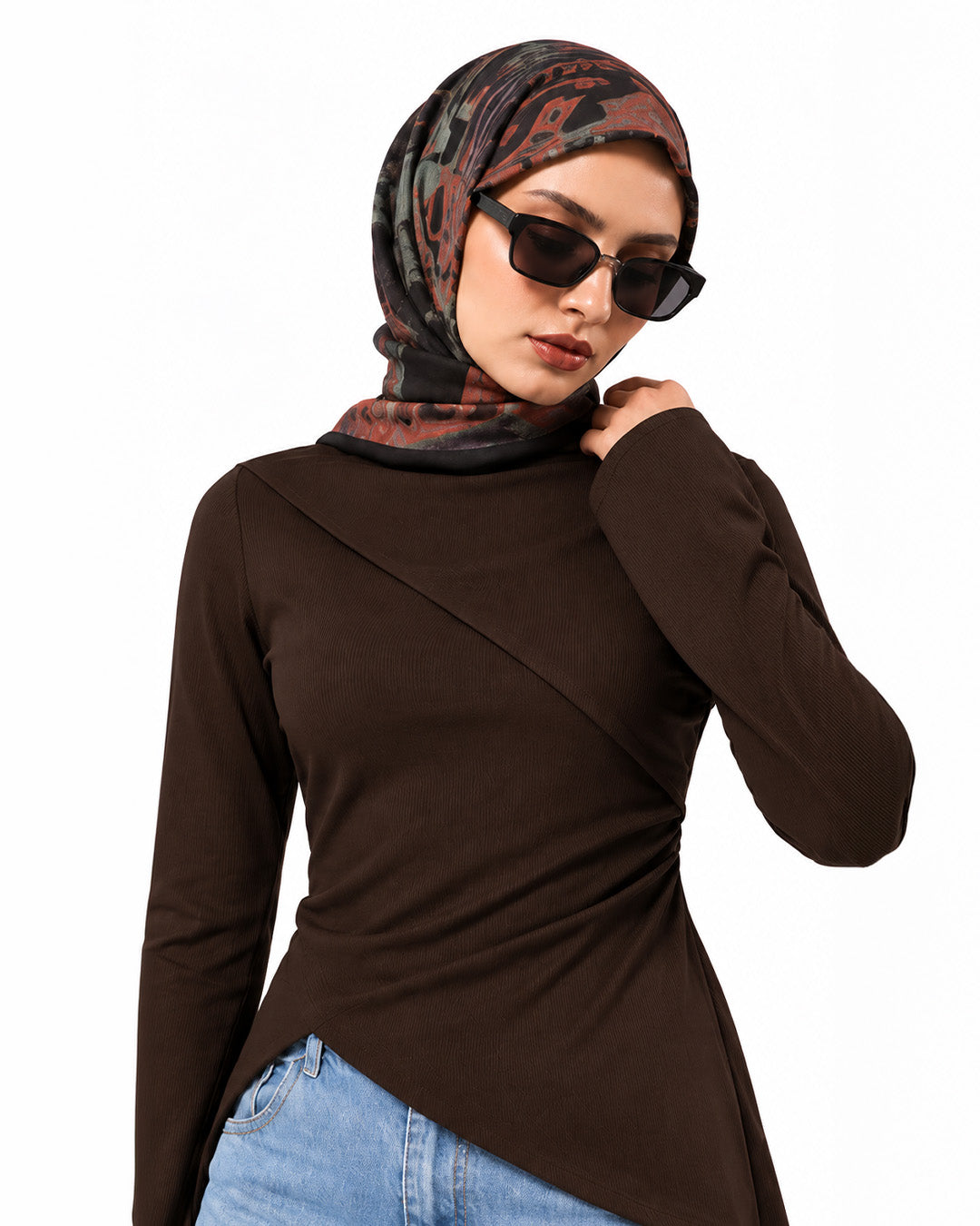 Dark Brown Ribbed Top