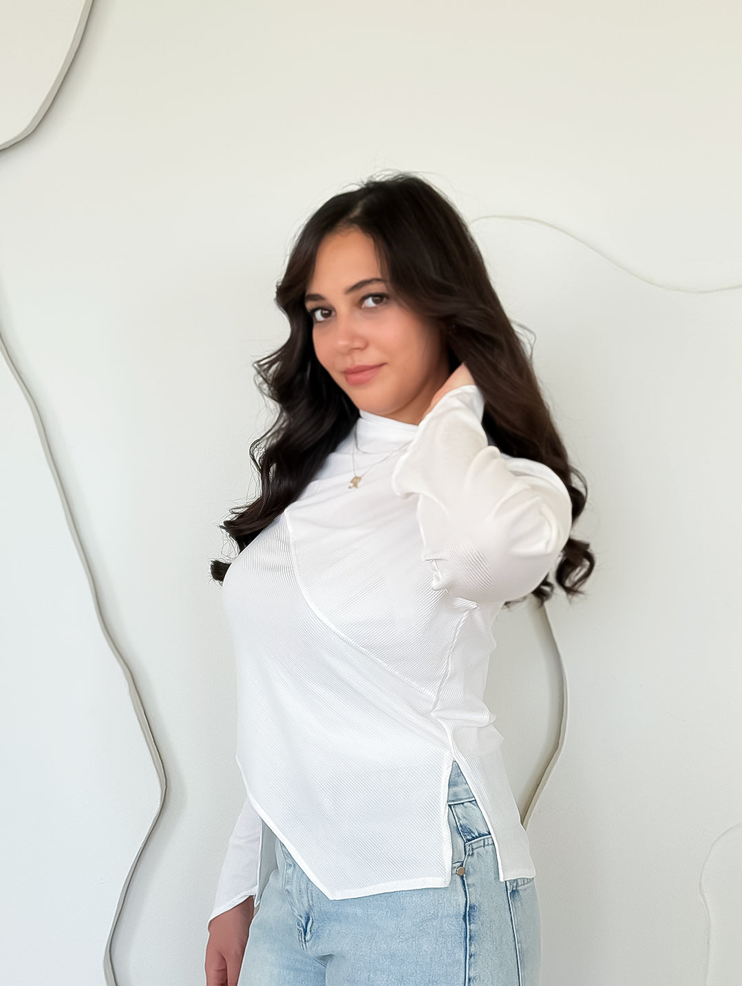 Off White Ribbed Top