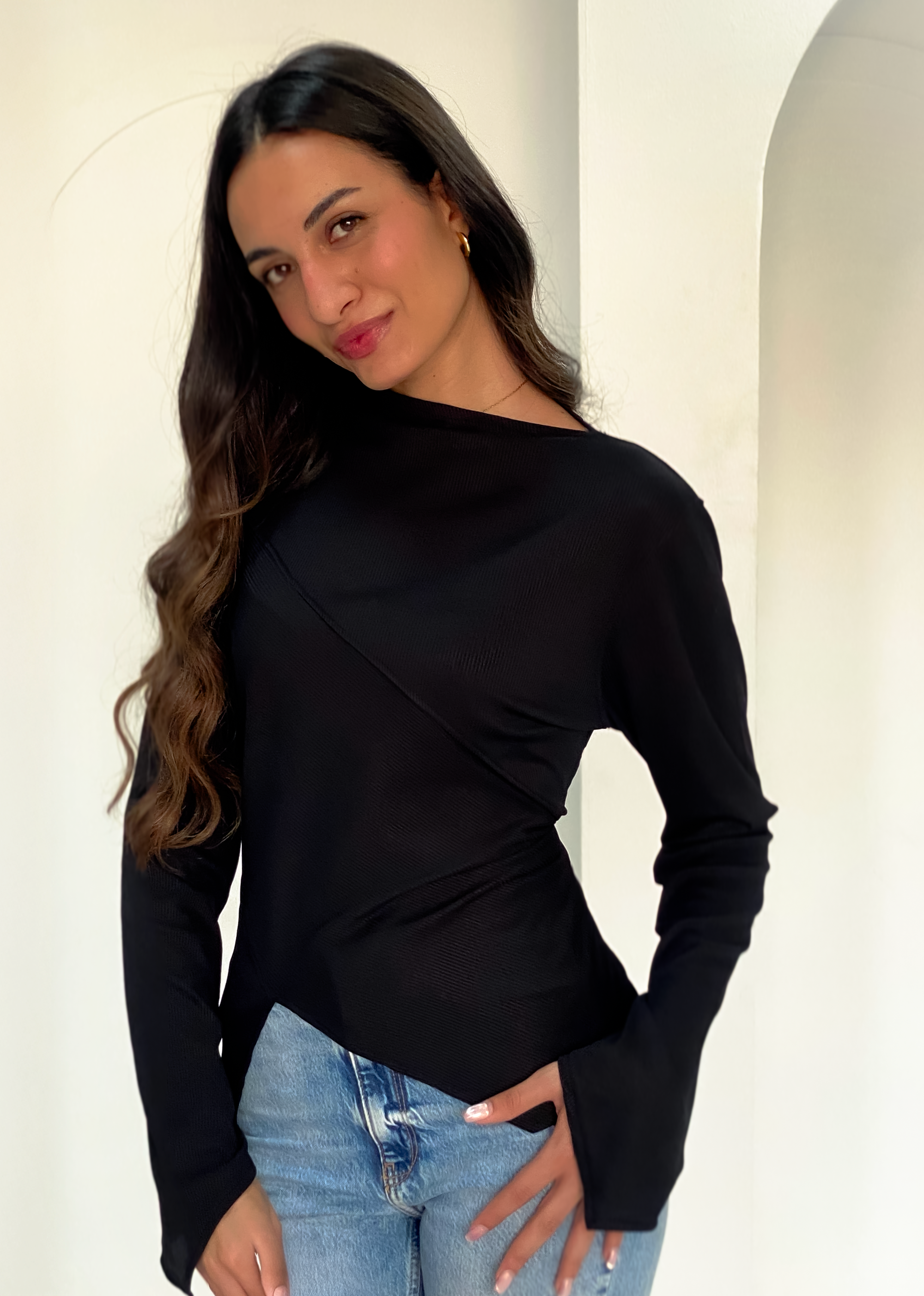Black Ribbed Top