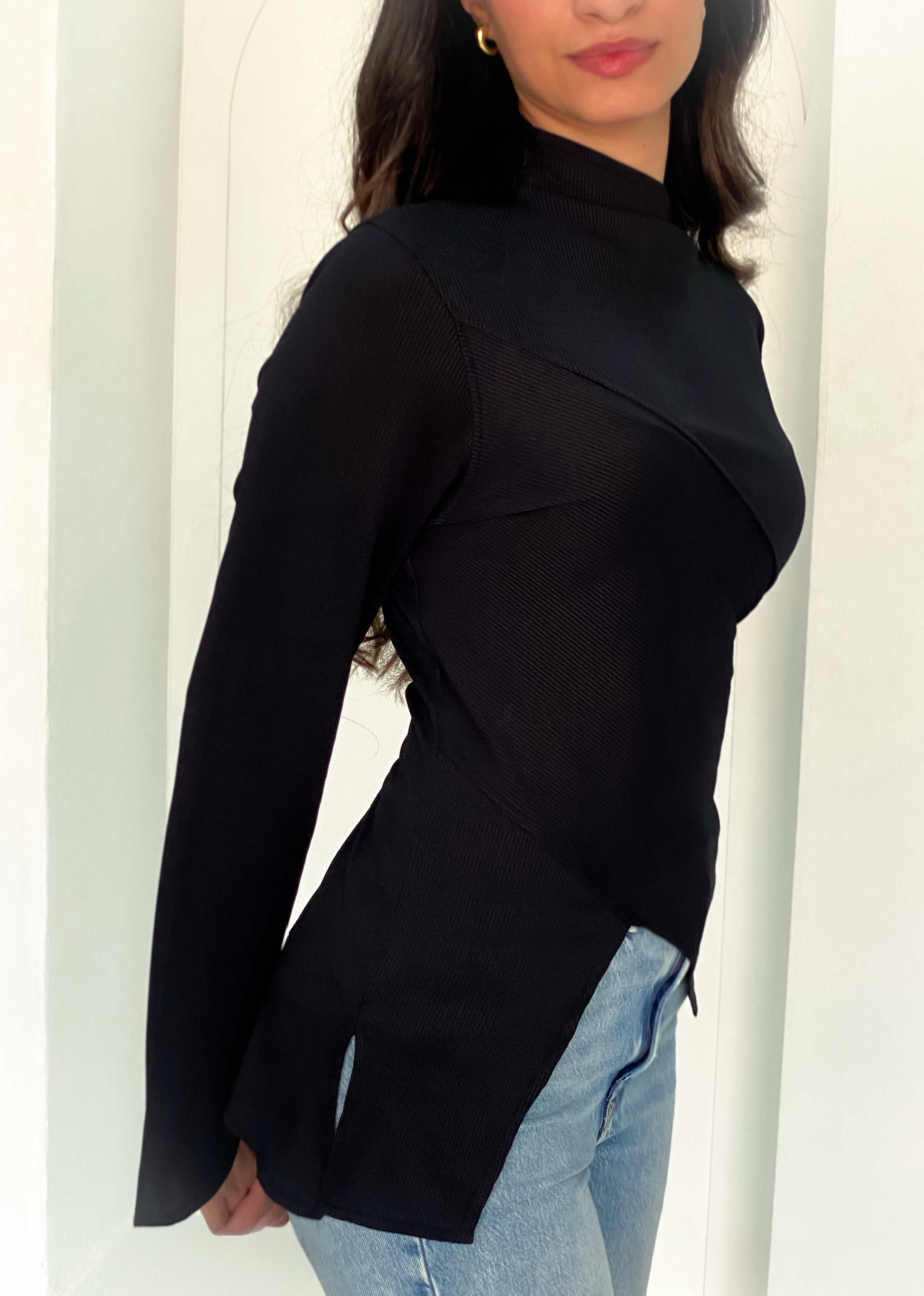 Black Ribbed Top