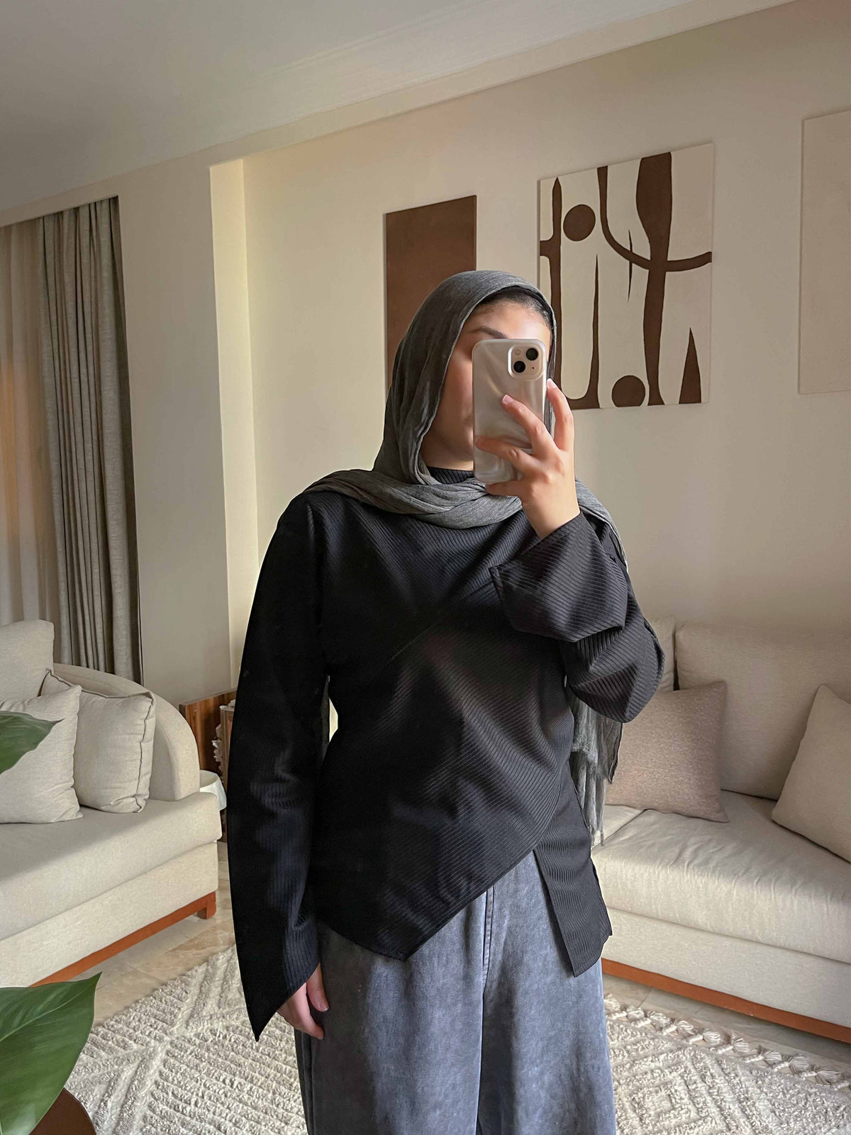 Fall Black Ribbed Top