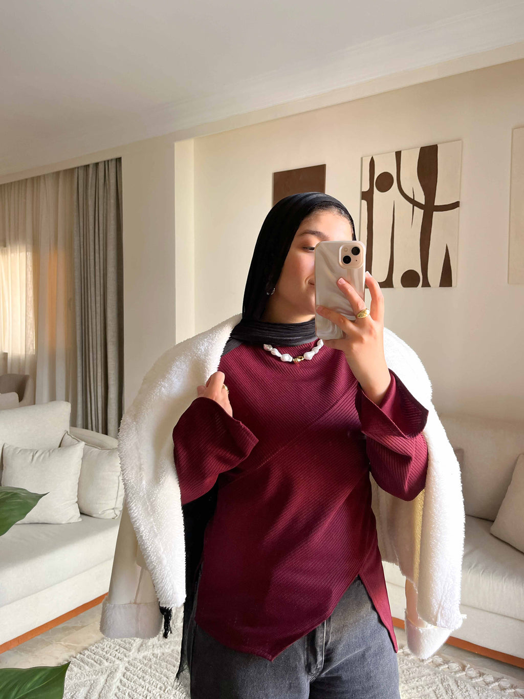 Fall Burgundy Ribbed Top