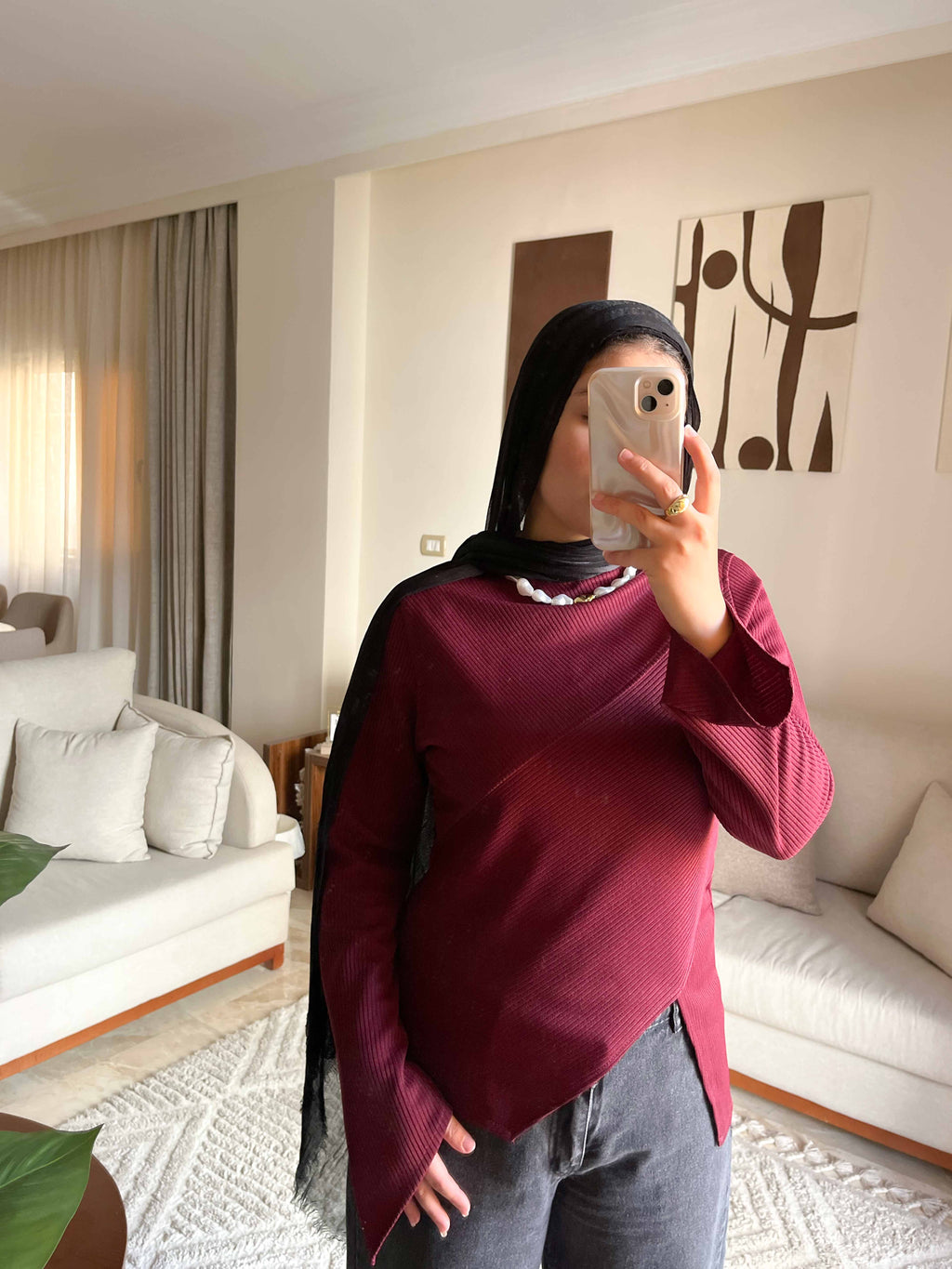 Fall Burgundy Ribbed Top