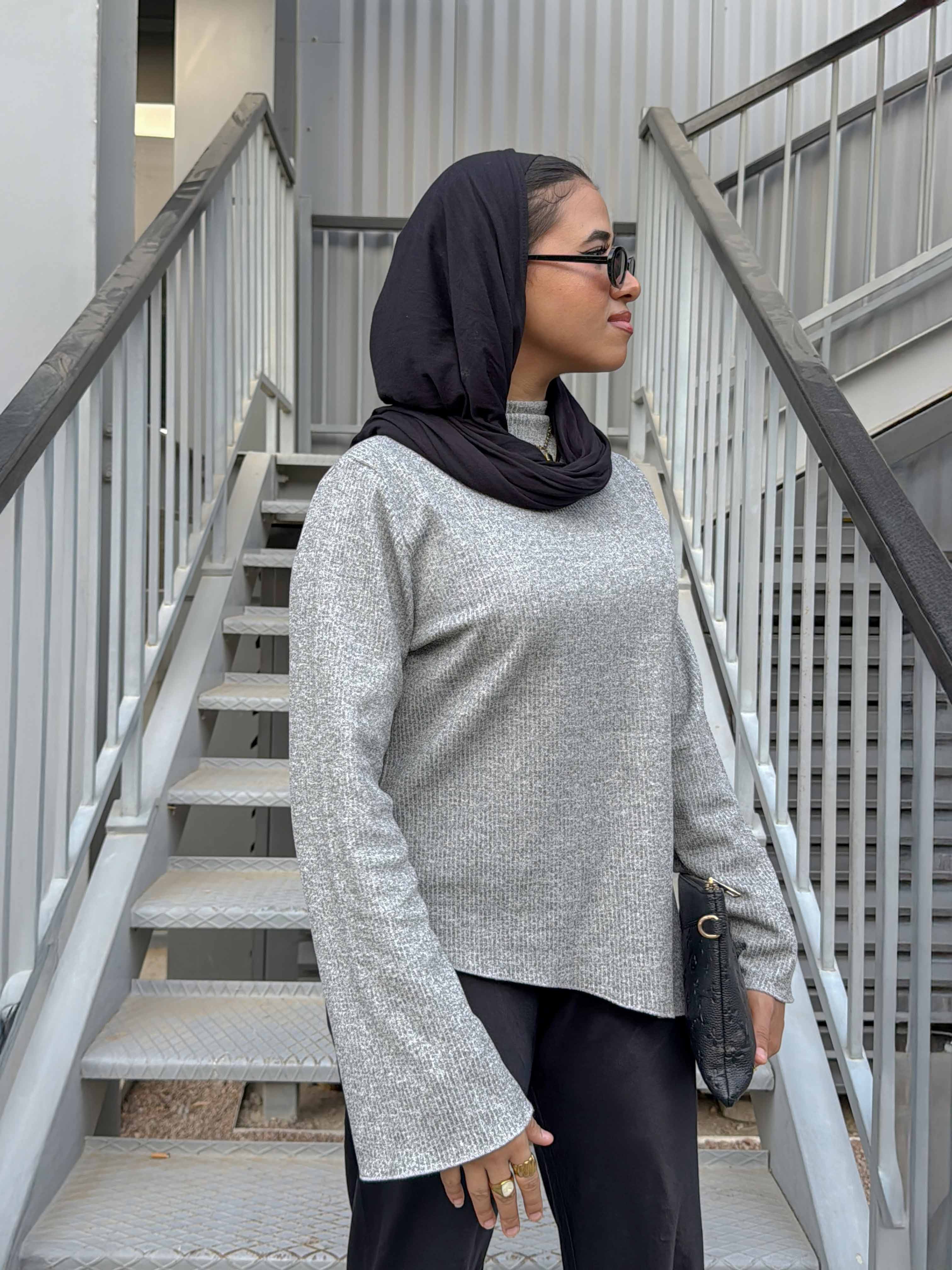 Gray Lace Top