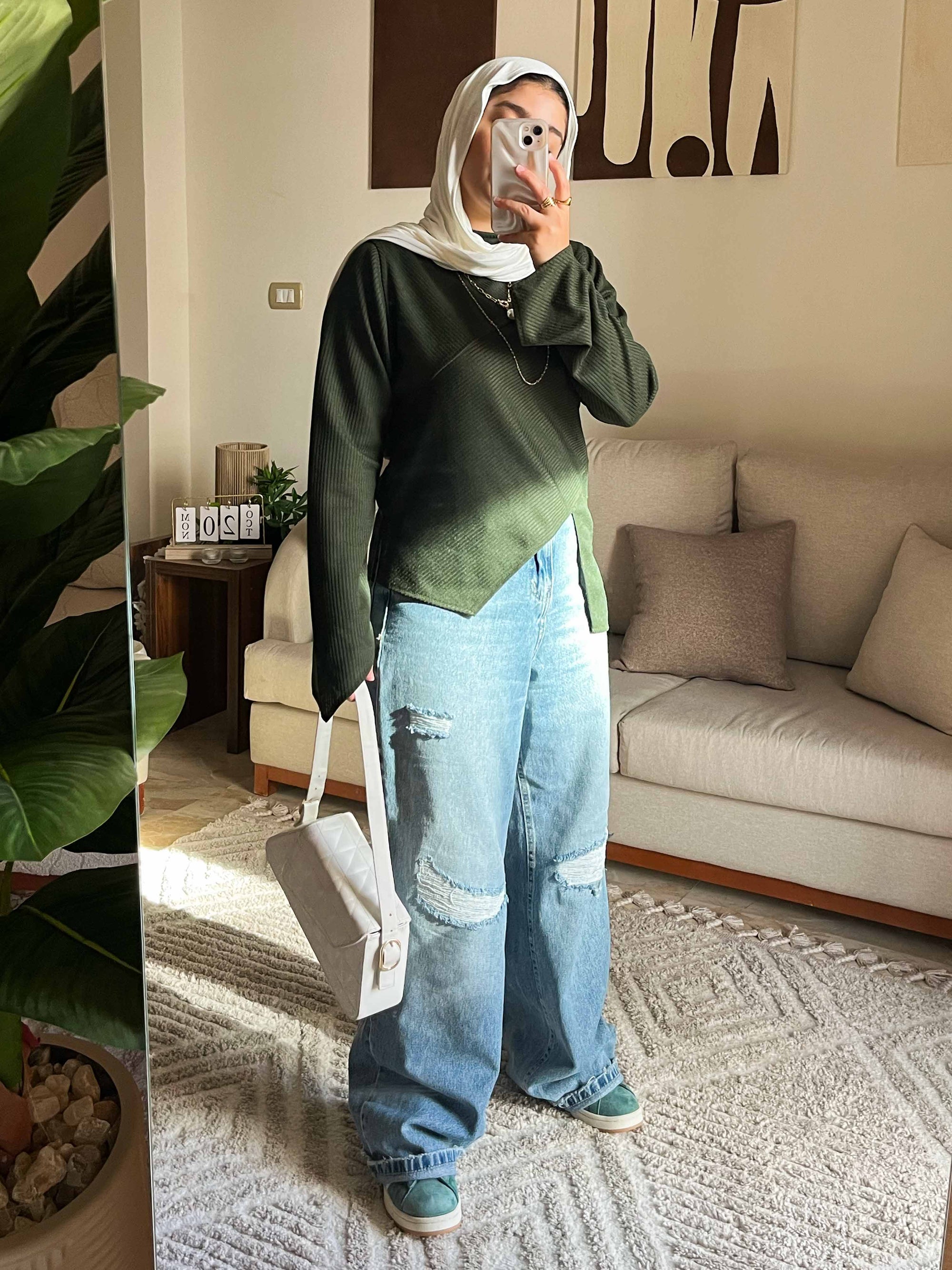 Fall Olive Ribbed Top