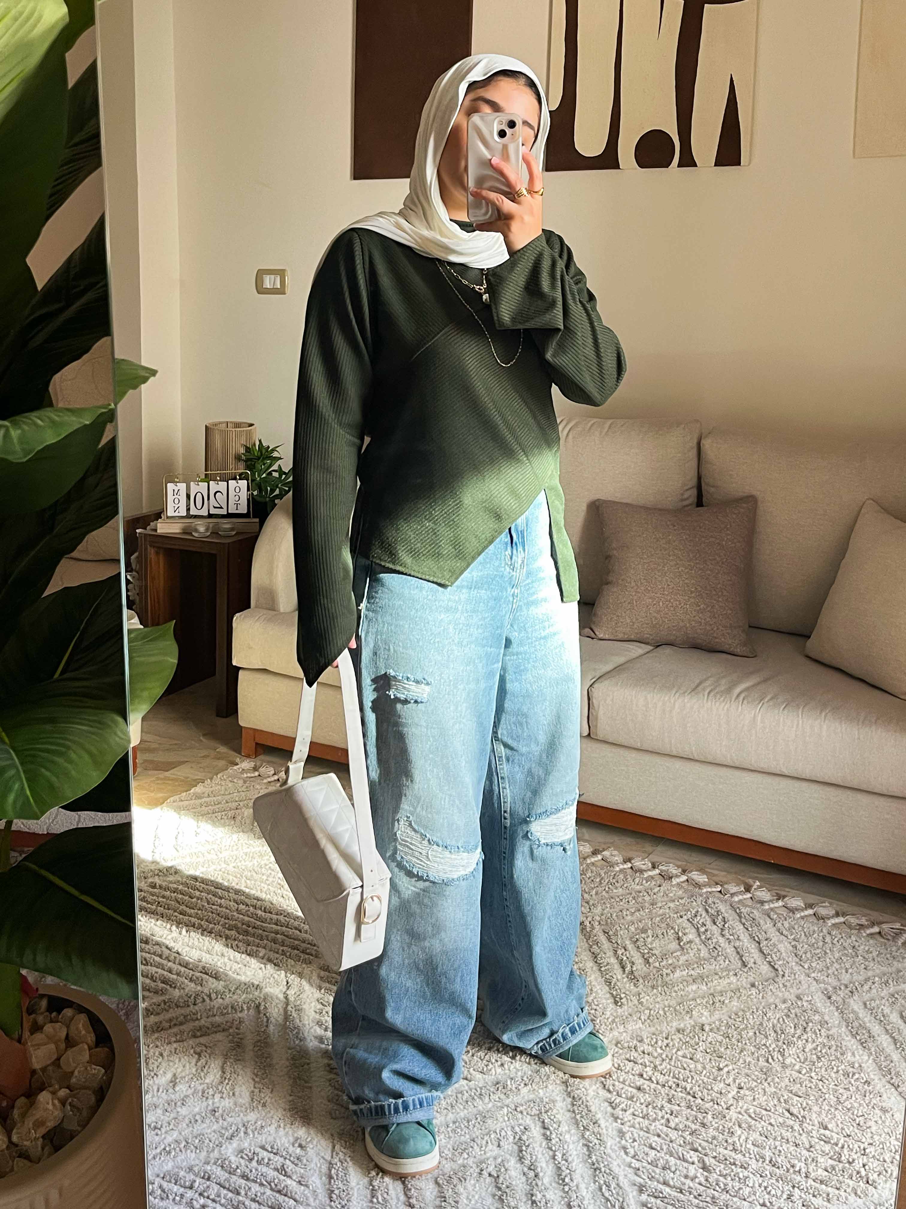 Fall Olive Ribbed Top