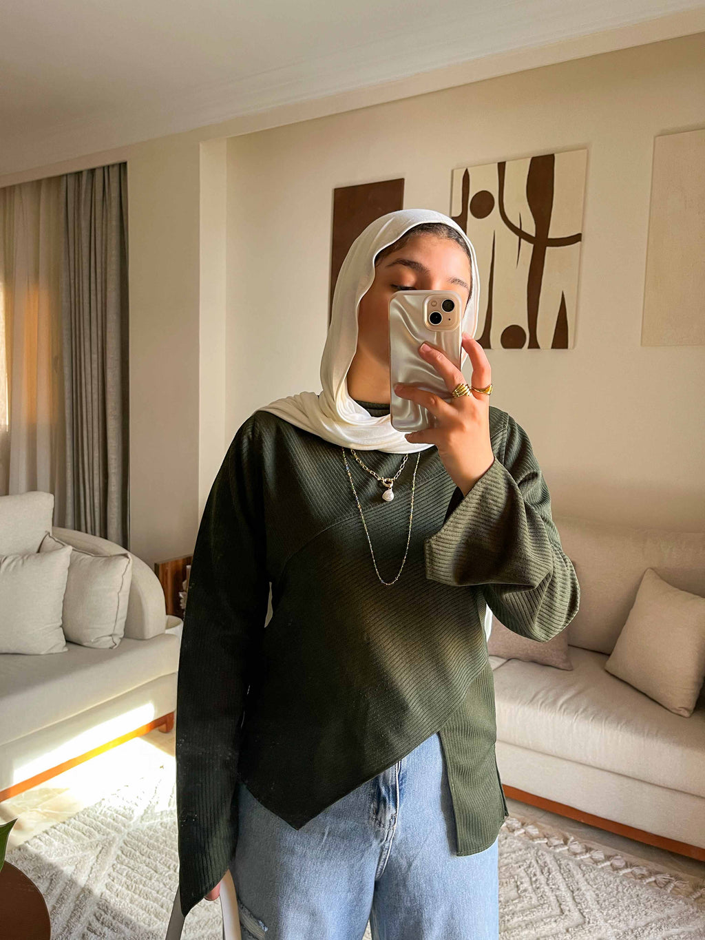 Fall Olive Ribbed Top