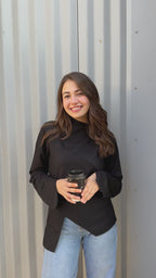 Fall Black Ribbed Top