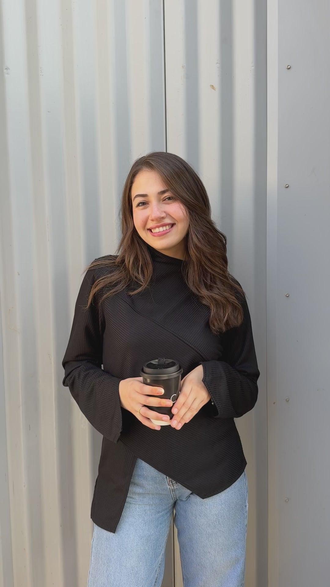 Fall Black Ribbed Top